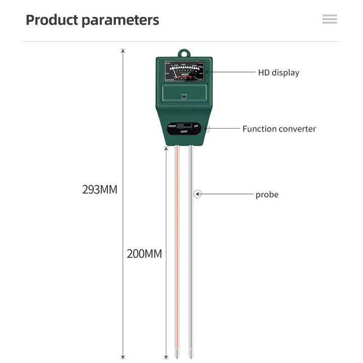 3-in-1 Soil Moisture, Light, and pH Meter - Monitor Plant Health Easily - Thermometer Specialist