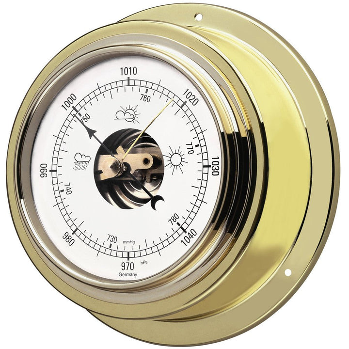 Brass Barometer with Open Movement -14cm diameter - Thermometer Specialist