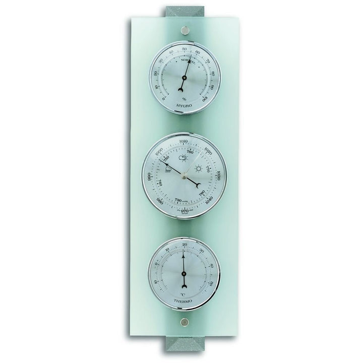 Frosted Glass Grey Barometer 38.5cm - Thermometer Specialist