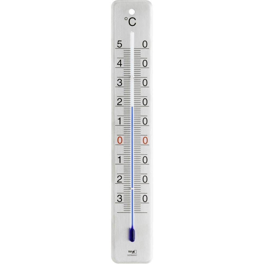 Indoor/Outdoor Brushed Stainless Steel Thermometer 28cm - Thermometer Specialist