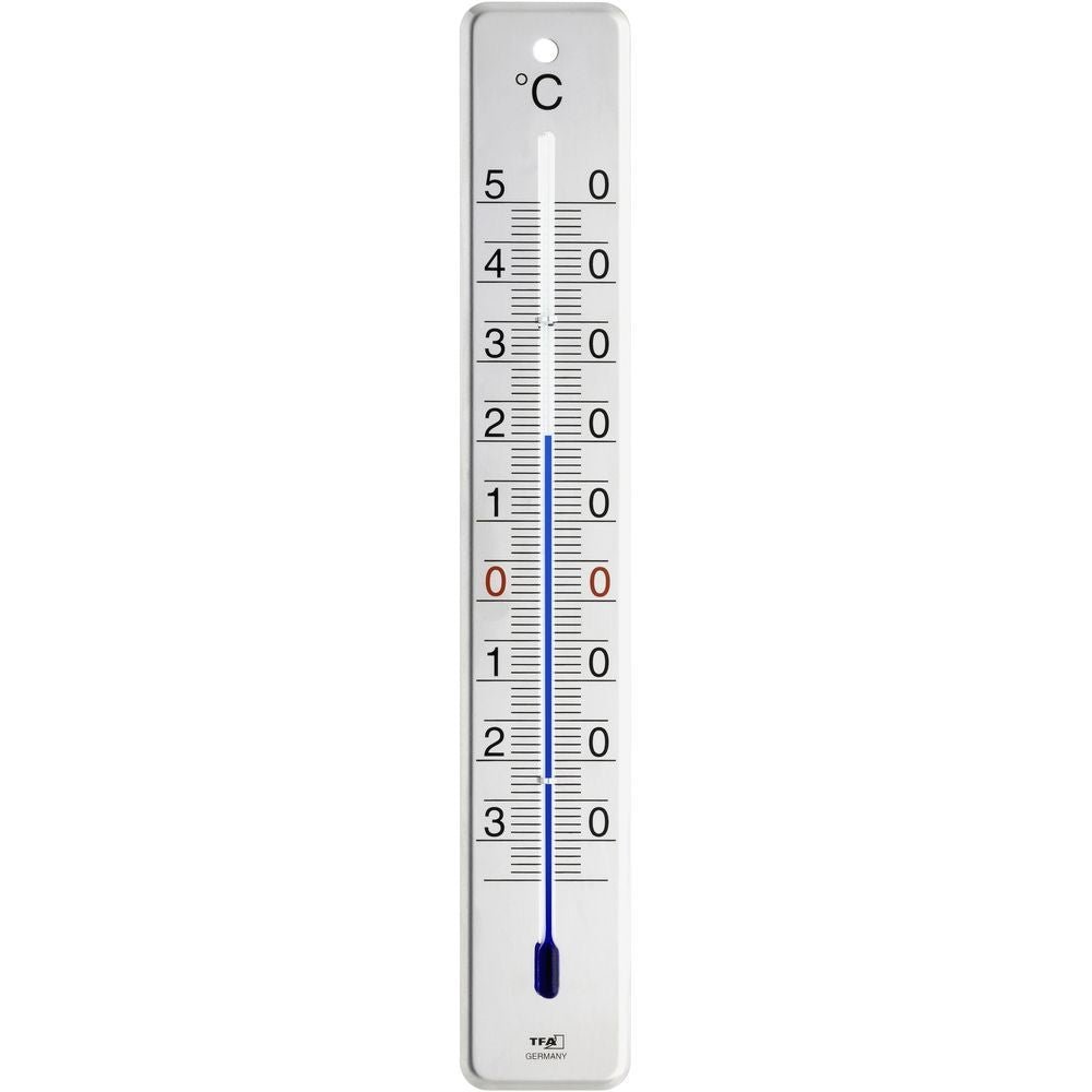 Indoor/Outdoor Shiny Stainless Steel Thermometer 28cm - Thermometer Specialist