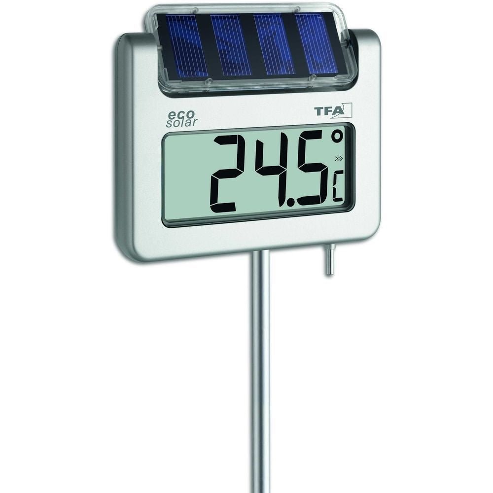 Large Digital Garden Thermometer With Solar Light 1.14m - Thermometer Specialist