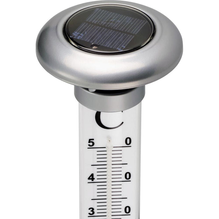 Large Solino Garden Thermometer With Solar Light 109cm - Thermometer Specialist
