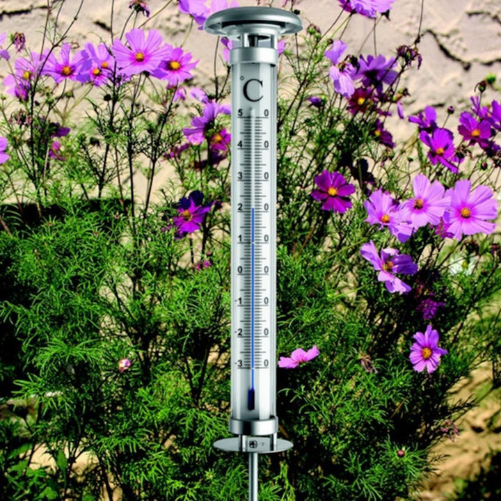 Large Solino Garden Thermometer With Solar Light 109cm - Thermometer Specialist