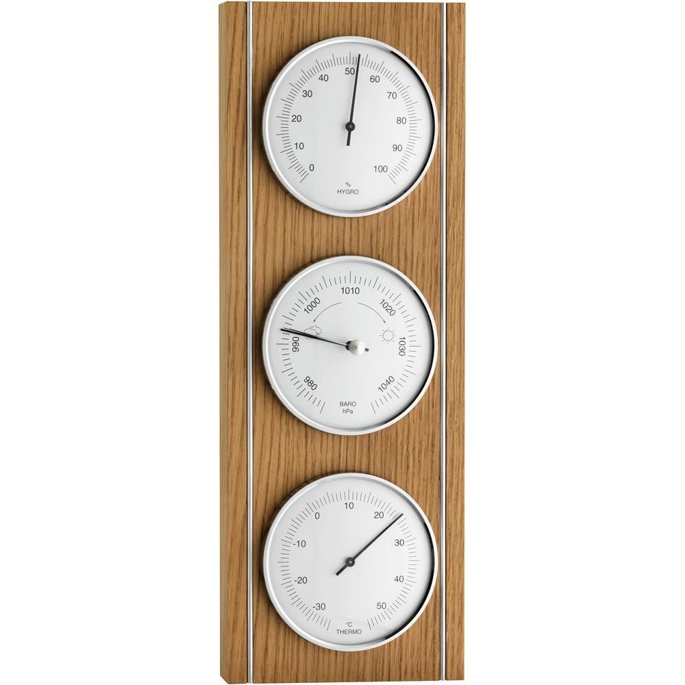 Oak &amp; Metal Trim Barometer 36cm - Thermometer Specialist