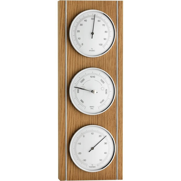 Oak &amp; Metal Trim Barometer 36cm - Thermometer Specialist