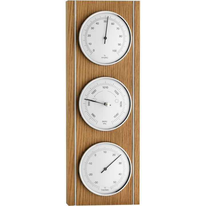 Oak &amp; Metal Trim Barometer 36cm - Thermometer Specialist