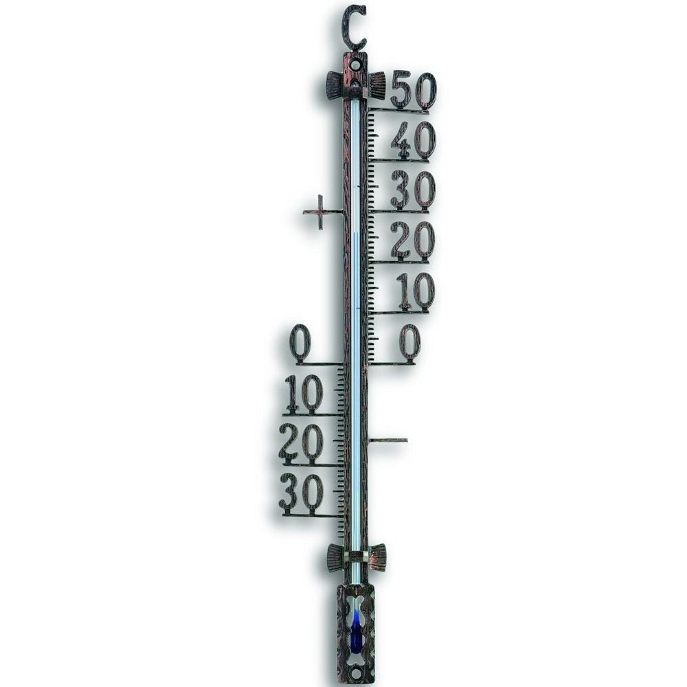Outdoor Antique Copper Metal Thermometer 27.5cm - Thermometer Specialist