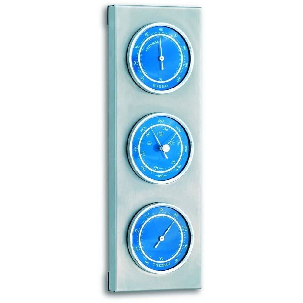 Outdoor Metal &amp; Blue Barometer 28cm - Thermometer Specialist