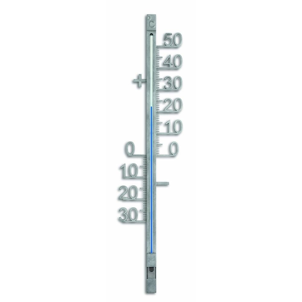 Outdoor Silver Metal Thermometer 42.8cm - Thermometer Specialist