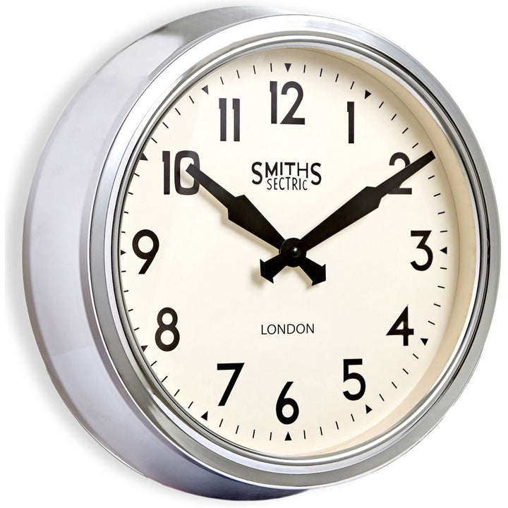 Smiths Retro Retro Arabic Chrome Wall Clock 38cm - Thermometer Specialist
