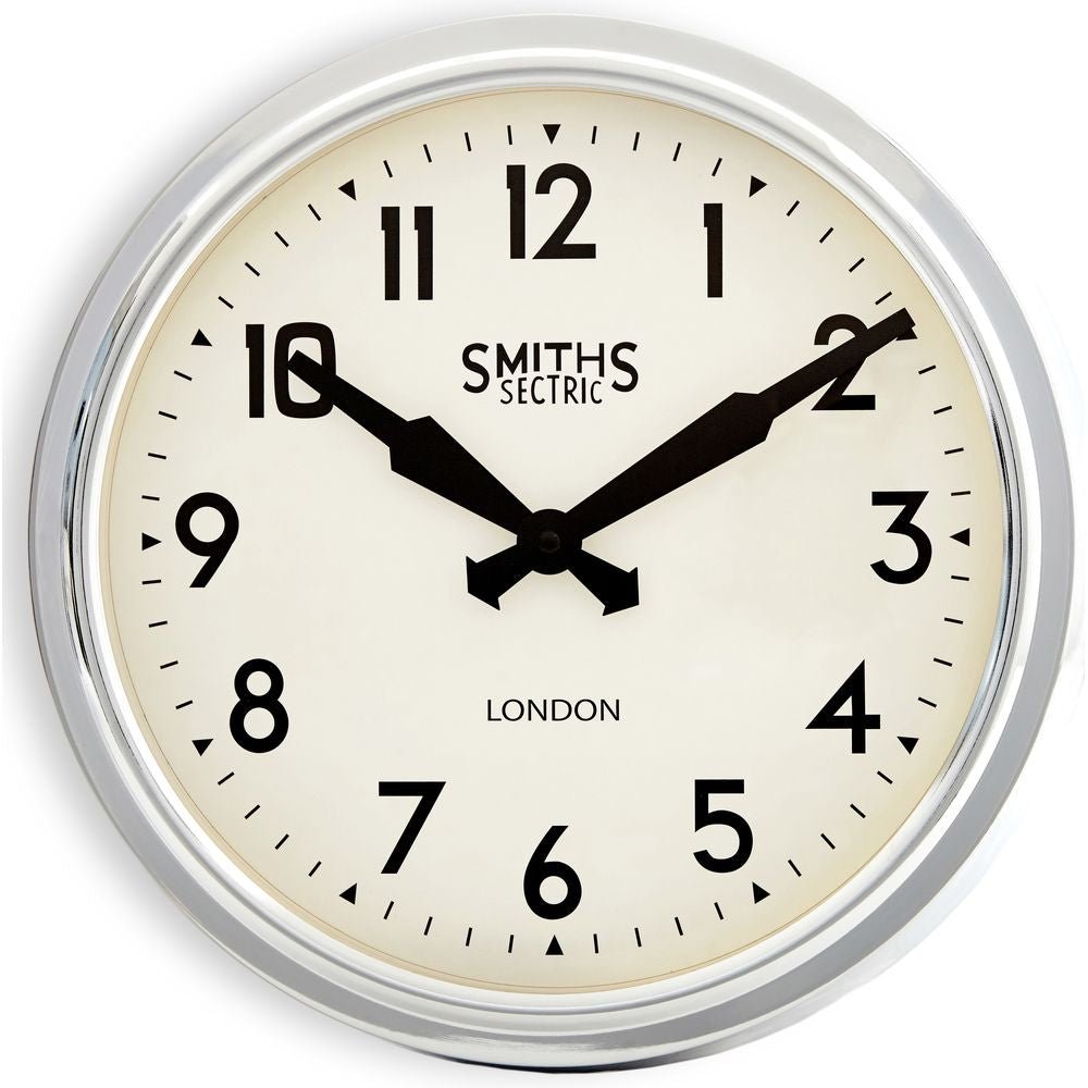 Smiths Retro Retro Arabic Chrome Wall Clock 38cm - Thermometer Specialist