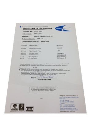 Temperature &amp; Humidity Calibration Certificate (20°C / 50RH) - Thermometer Specialist