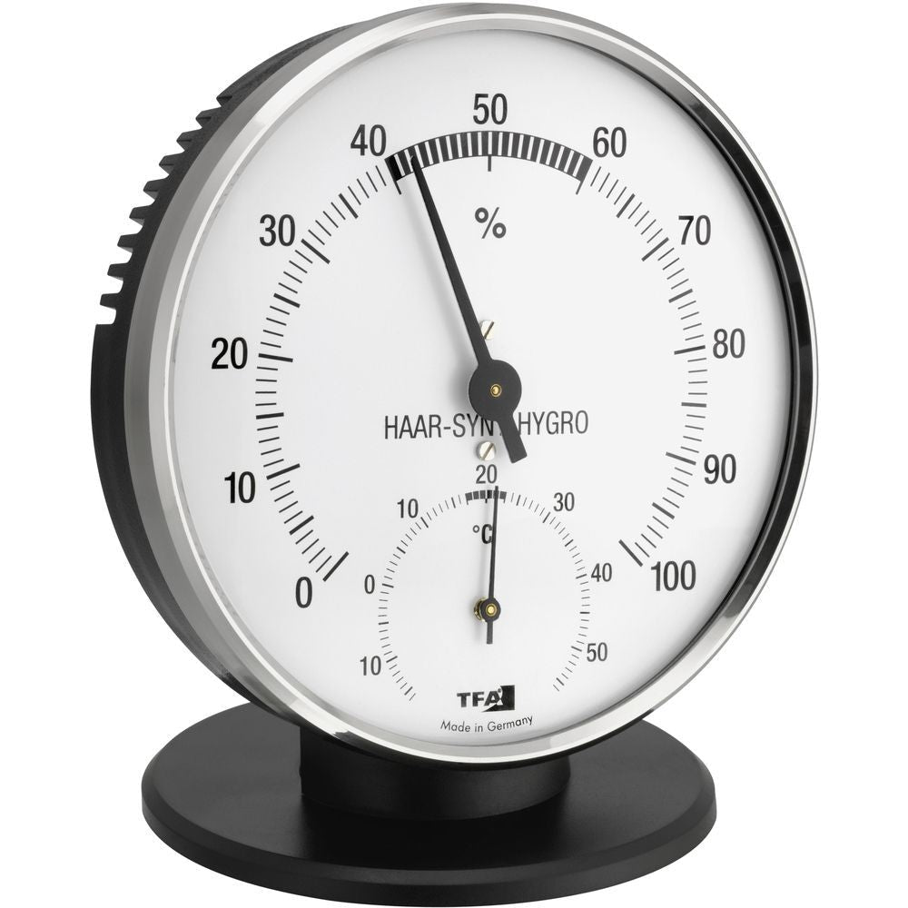 Thermo-Hygrometer Black Hair Synthetic 10.2cm - Thermometer Specialist